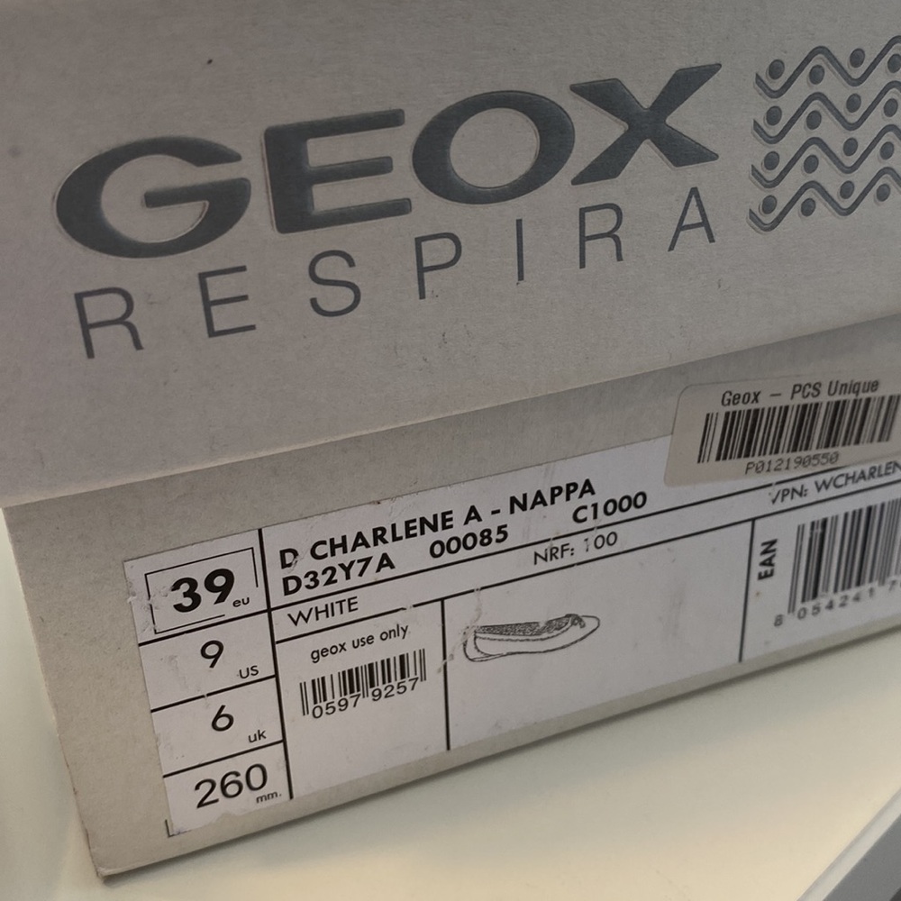 Geox genuine leather white ballet flats, brand new with tags size EU39, US 9 - Picture 5 of 9